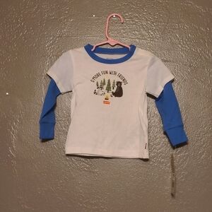 Levi's White and Blue Kids Long Sleeve Tee NWOT 12 Months
